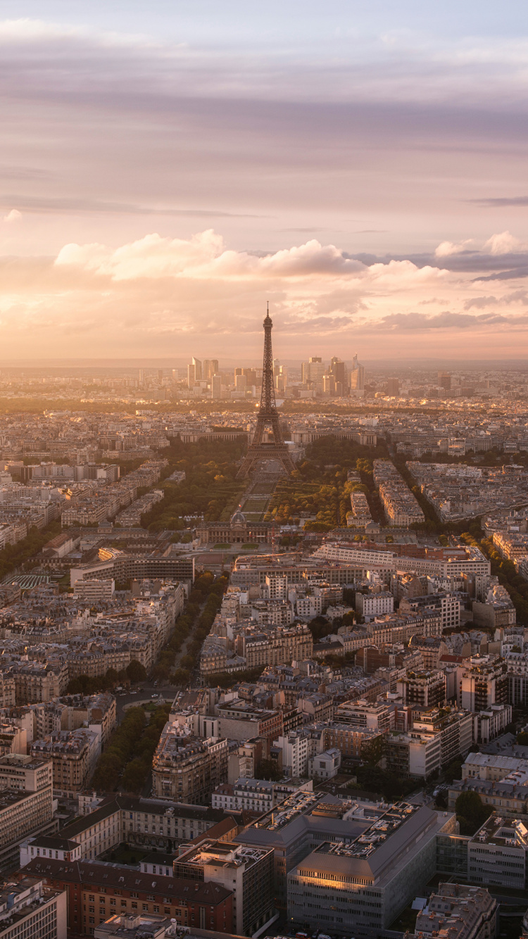 Aerial View of City Buildings During Sunset. Wallpaper in 750x1334 Resolution