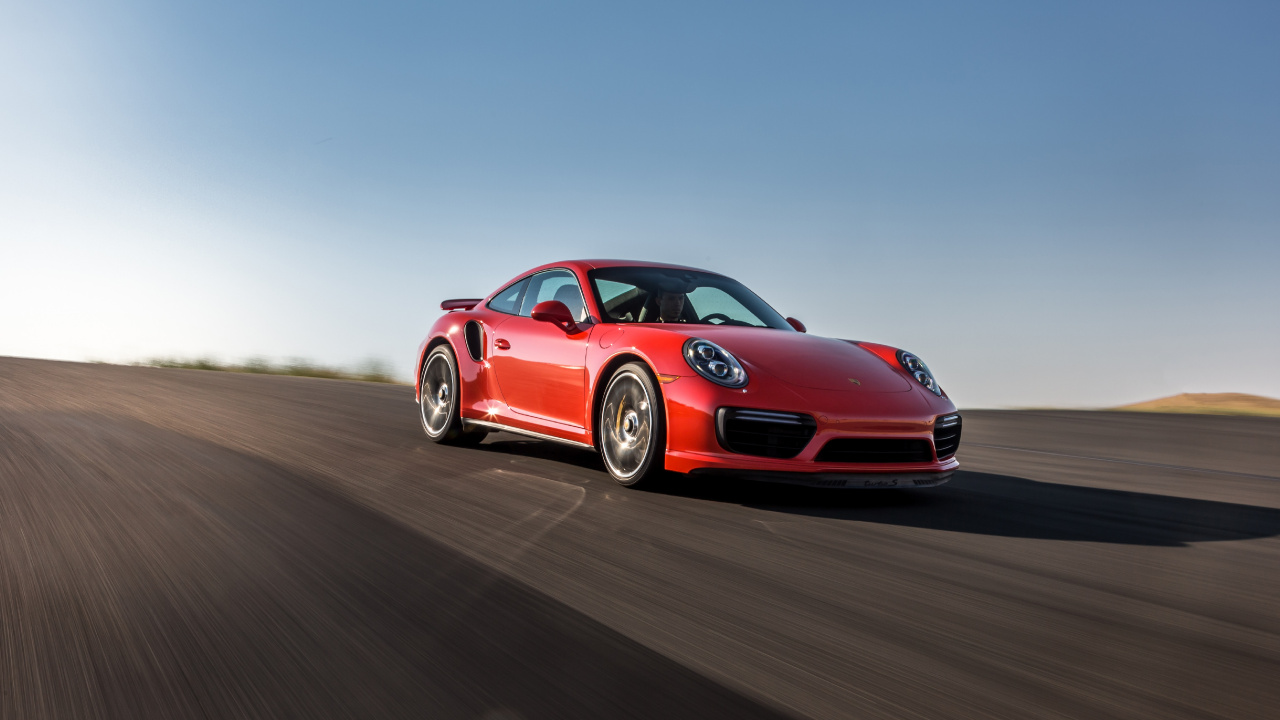 Roter Porsche 911 Tagsüber Unterwegs. Wallpaper in 1280x720 Resolution