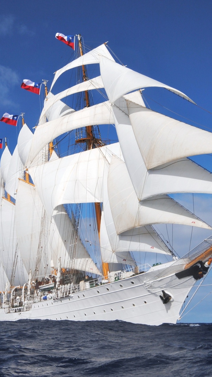 Voilier Blanc Sur Mer Sous Ciel Bleu Pendant la Journée. Wallpaper in 720x1280 Resolution