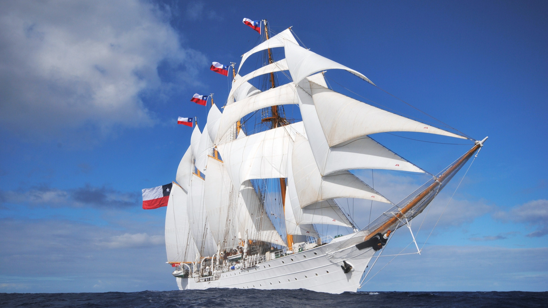 White Sail Boat on Sea Under Blue Sky During Daytime. Wallpaper in 1920x1080 Resolution