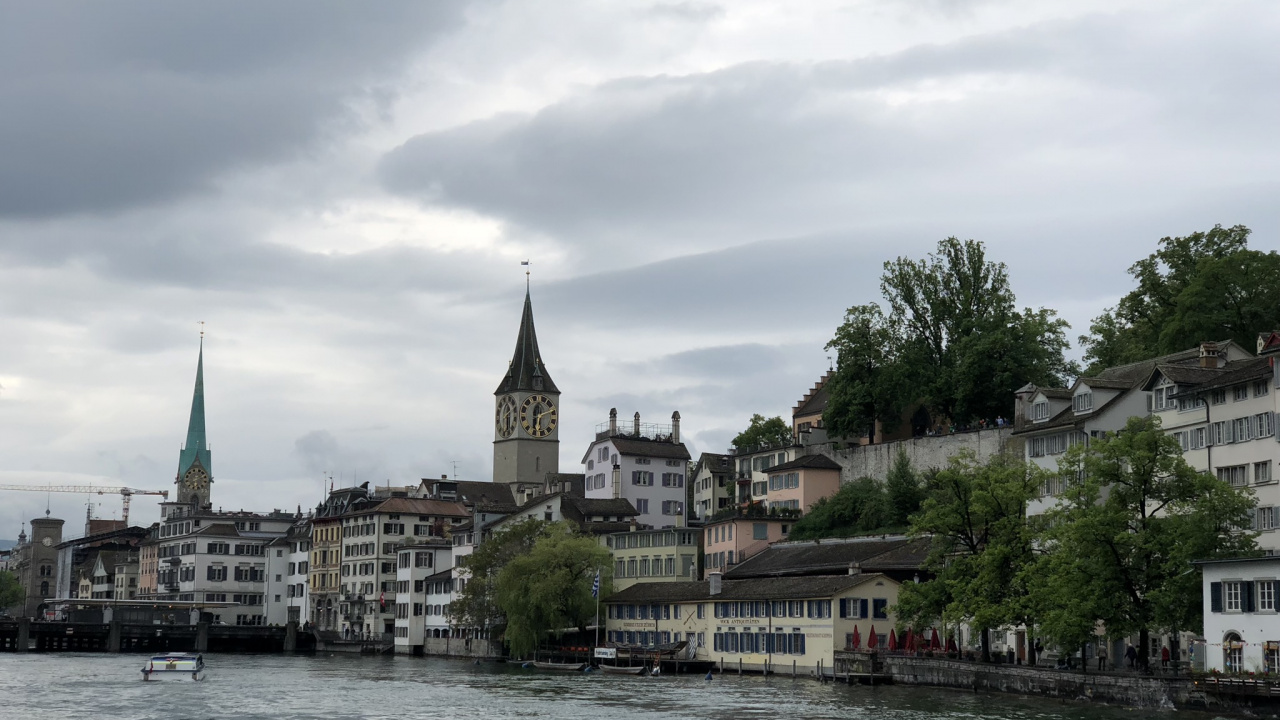 Limmat, Zürichsee, Cloud, Turmspitze, Wasserstraße. Wallpaper in 1280x720 Resolution