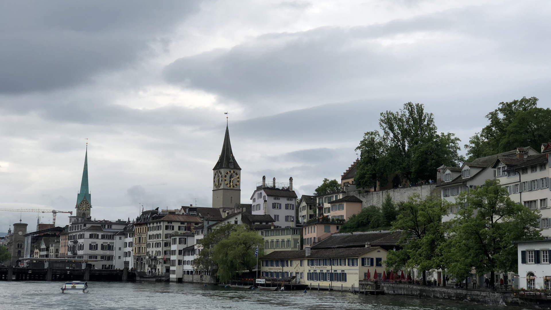 Limmat, Zürichsee, Cloud, Turmspitze, Wasserstraße. Wallpaper in 1920x1080 Resolution
