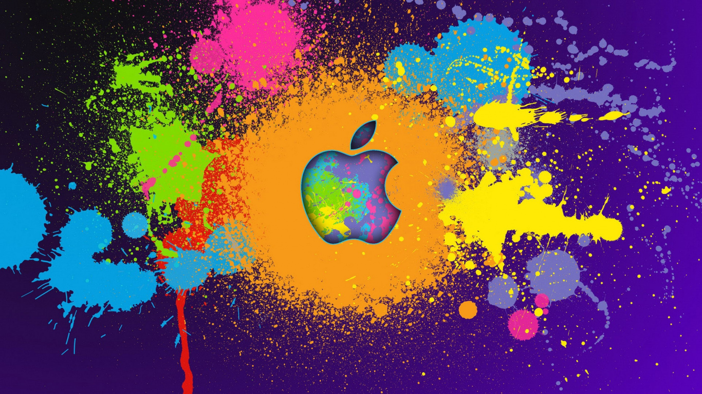 Purple Yellow and Pink Abstract Painting. Wallpaper in 1366x768 Resolution