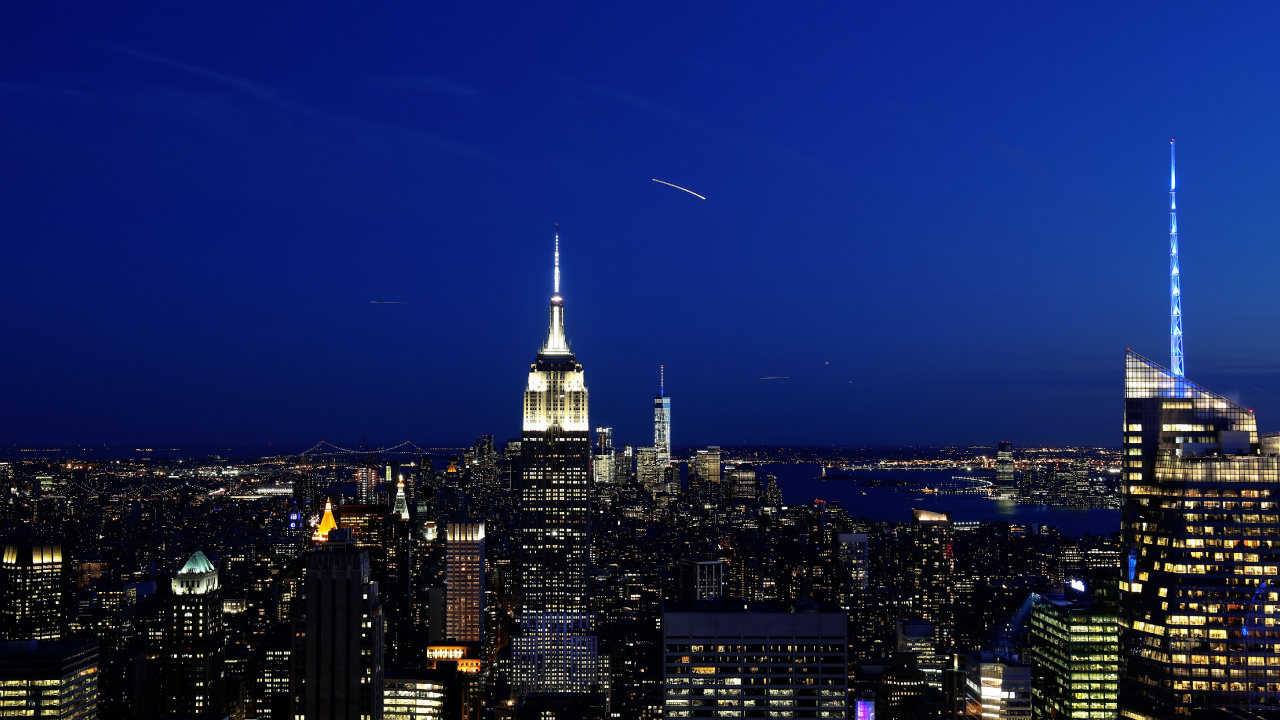 Skyline Der Stadt Bei Nacht Night. Wallpaper in 1280x720 Resolution