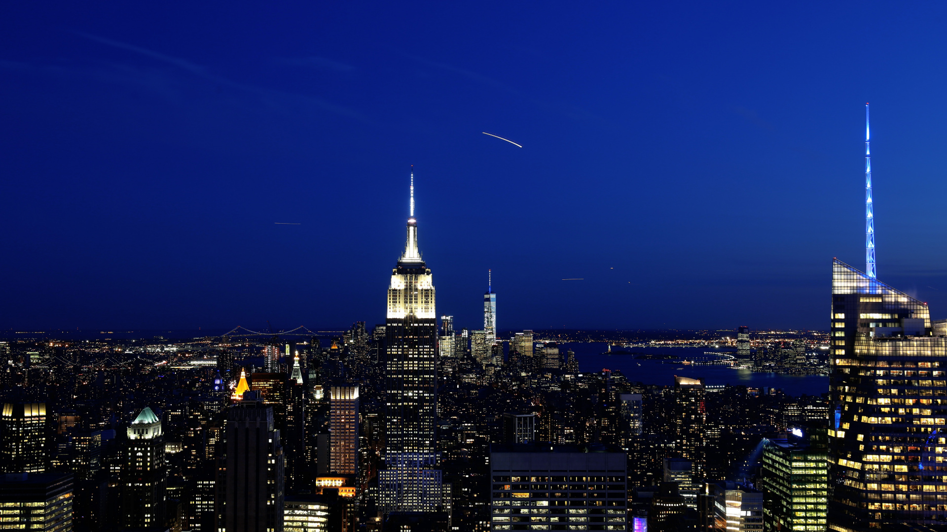 Skyline Der Stadt Bei Nacht Night. Wallpaper in 1920x1080 Resolution