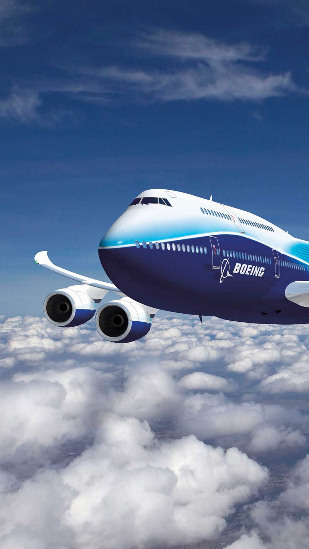 Avión Blanco y Azul Volando Bajo un Cielo Azul Durante el Día. Wallpaper in 1080x1920 Resolution