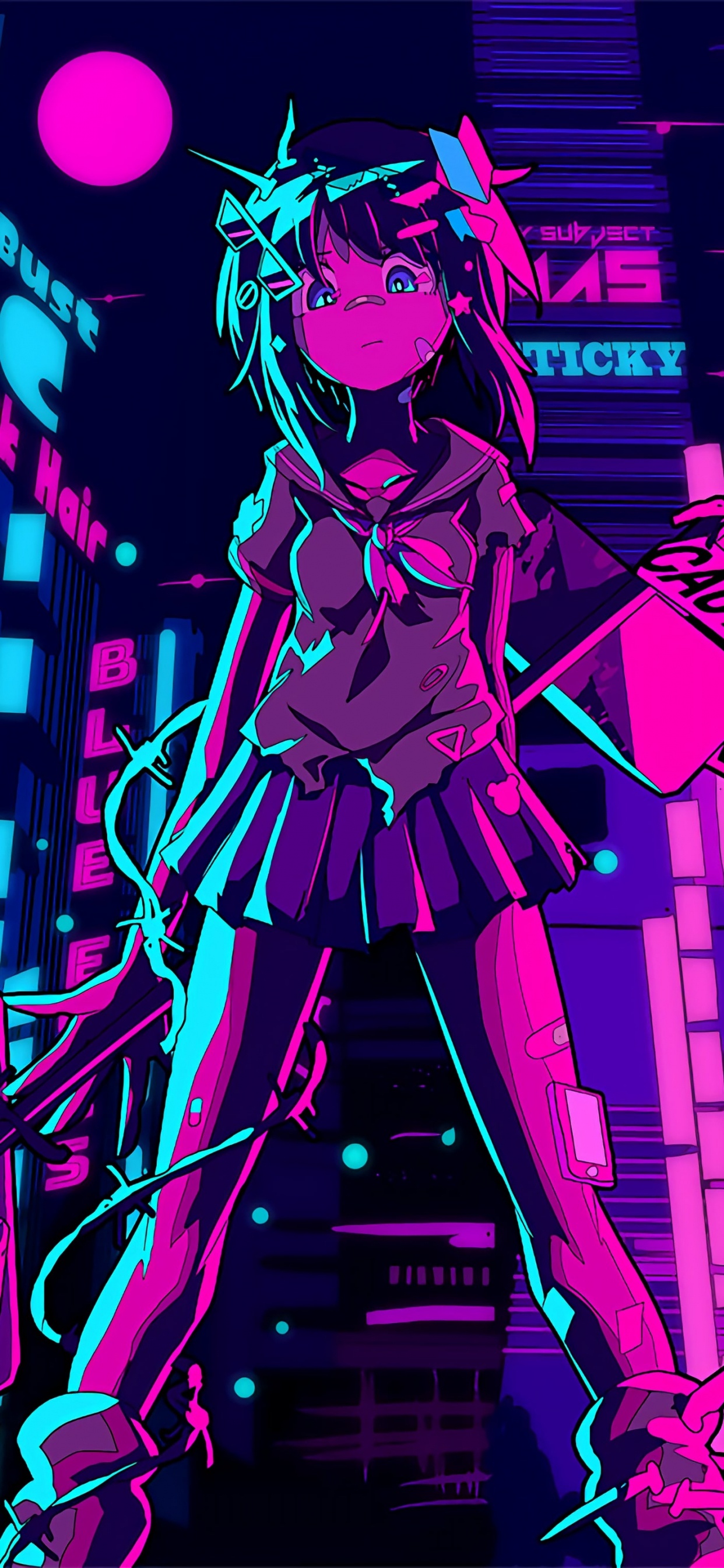 Ästhetischen Charakteren Entkommen, Anime, Kunst, Digitale Kunst, Ästhetik. Wallpaper in 1242x2688 Resolution