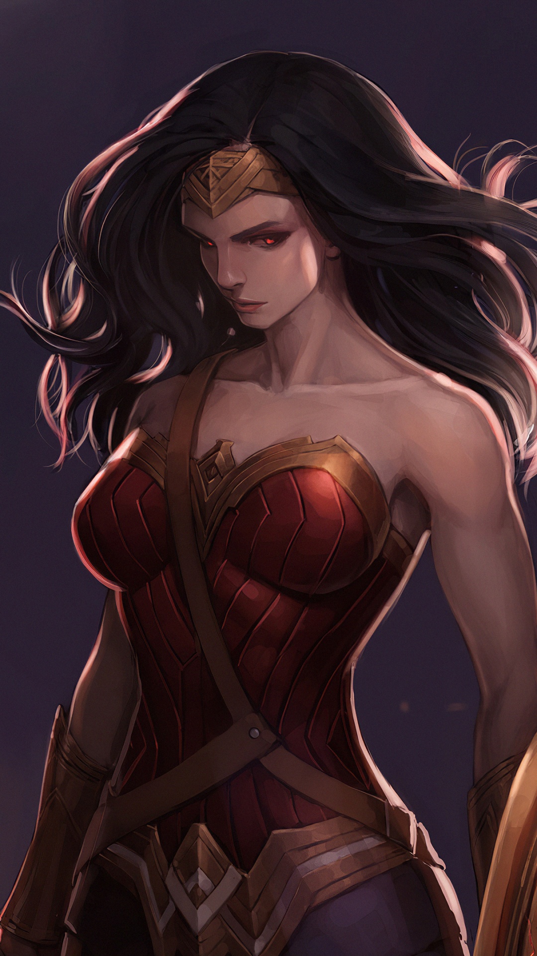Mujer en Rojo Espagueti Top Personaje de Anime. Wallpaper in 1080x1920 Resolution