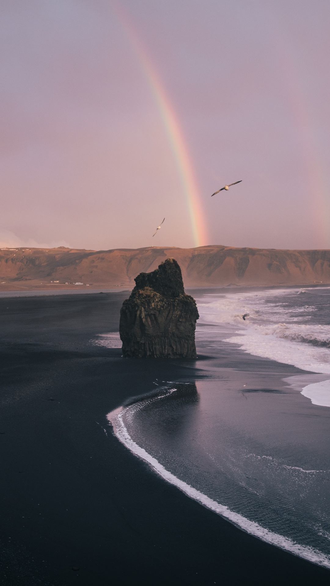 Meer, Wind Welle, Regenbogen, Rock, Küste. Wallpaper in 1080x1920 Resolution