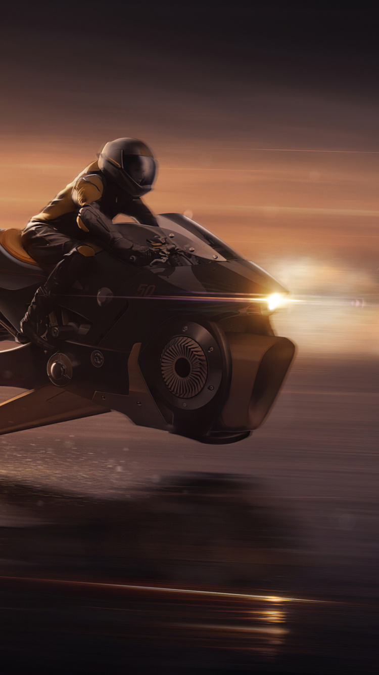 Fliegendes Motorrad 3d, Digitale Kunst, Motorrad, Fahrradverleih, Science-fiction. Wallpaper in 750x1334 Resolution