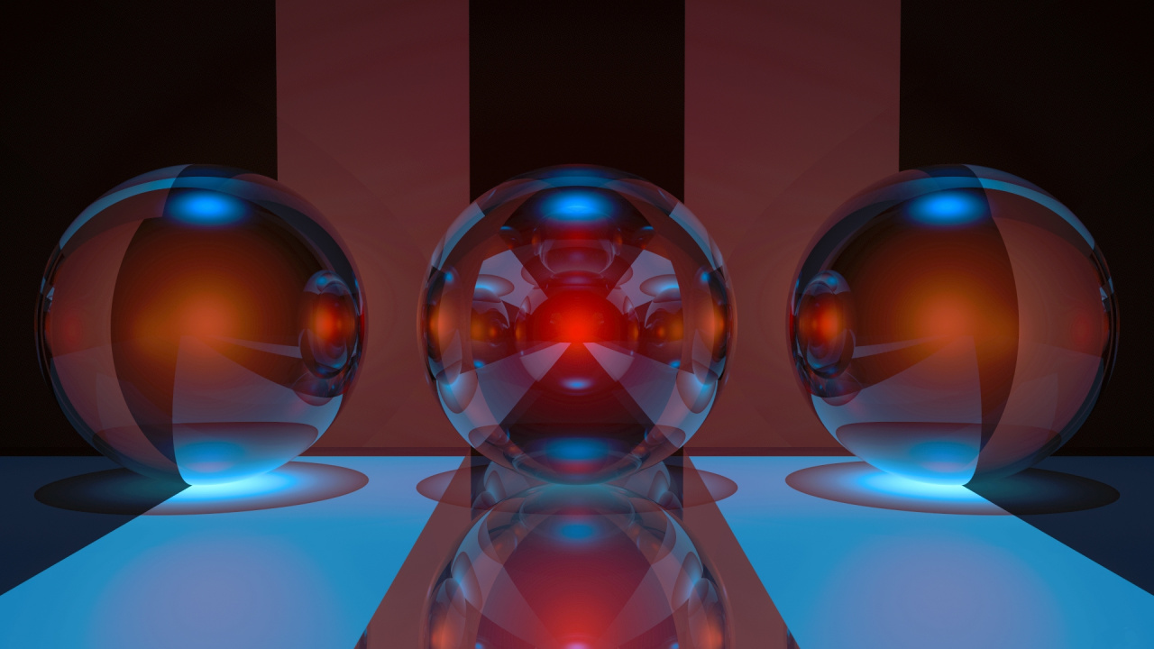 3 Blaue Kugelglasdekore. Wallpaper in 1280x720 Resolution