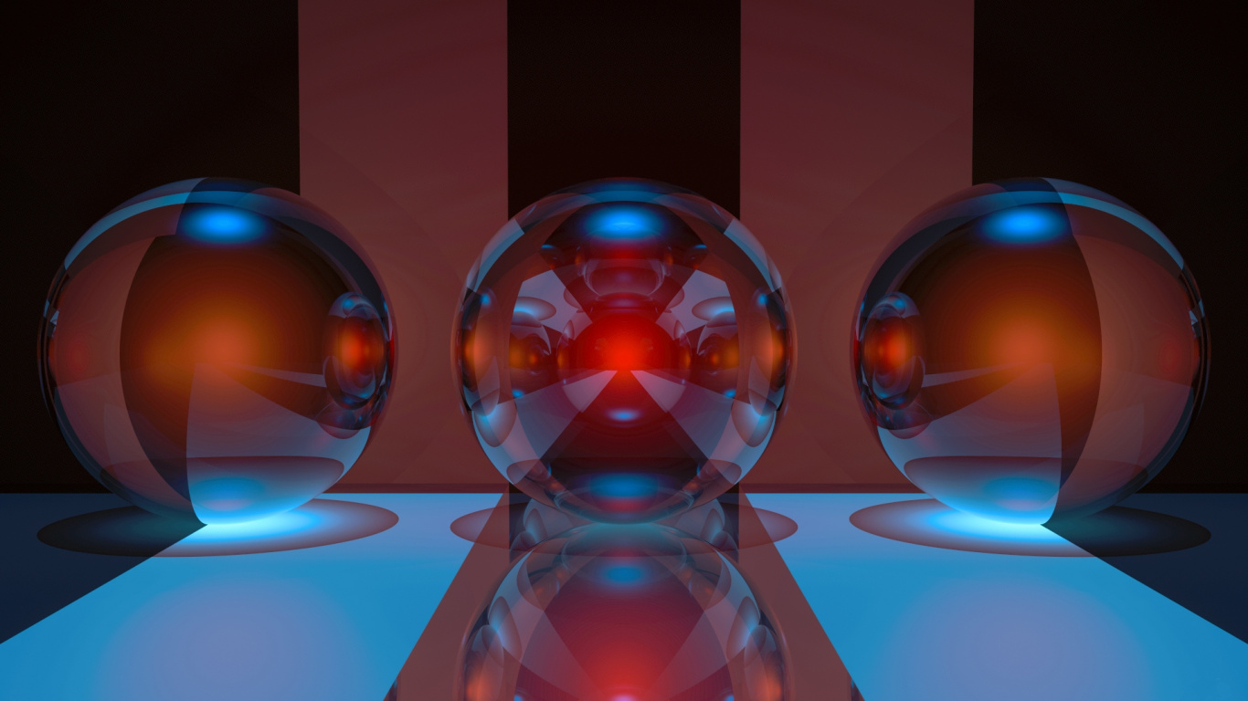 3 Blaue Kugelglasdekore. Wallpaper in 1366x768 Resolution