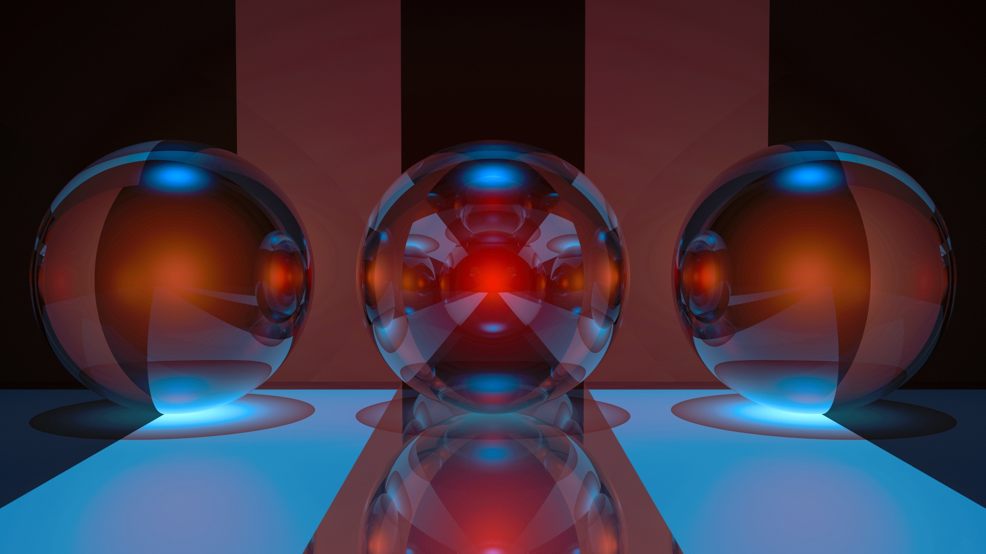 3 Blaue Kugelglasdekore. Wallpaper in 1920x1080 Resolution