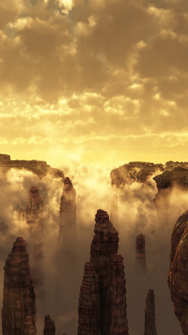 Formation de Roche Brune Sous Des Nuages Blancs Pendant la Journée. Wallpaper in 720x1280 Resolution