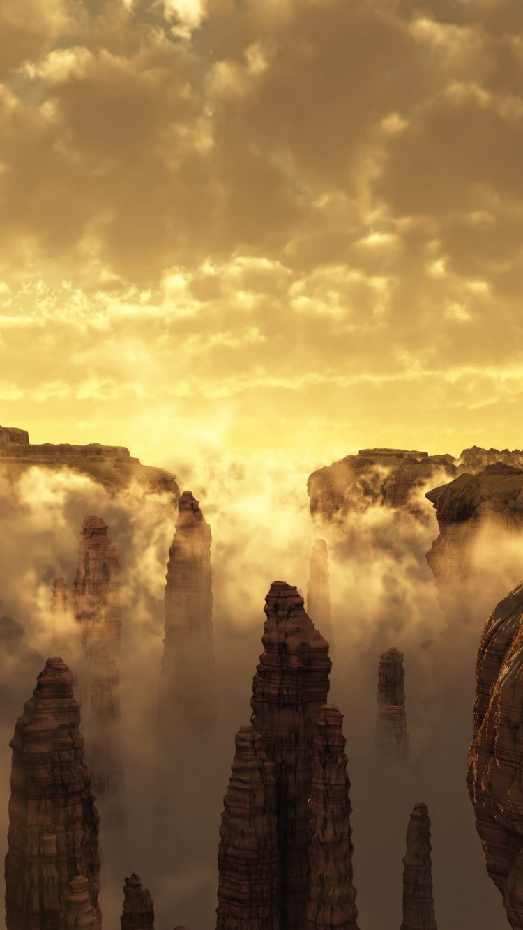 Formation de Roche Brune Sous Des Nuages Blancs Pendant la Journée. Wallpaper in 750x1334 Resolution
