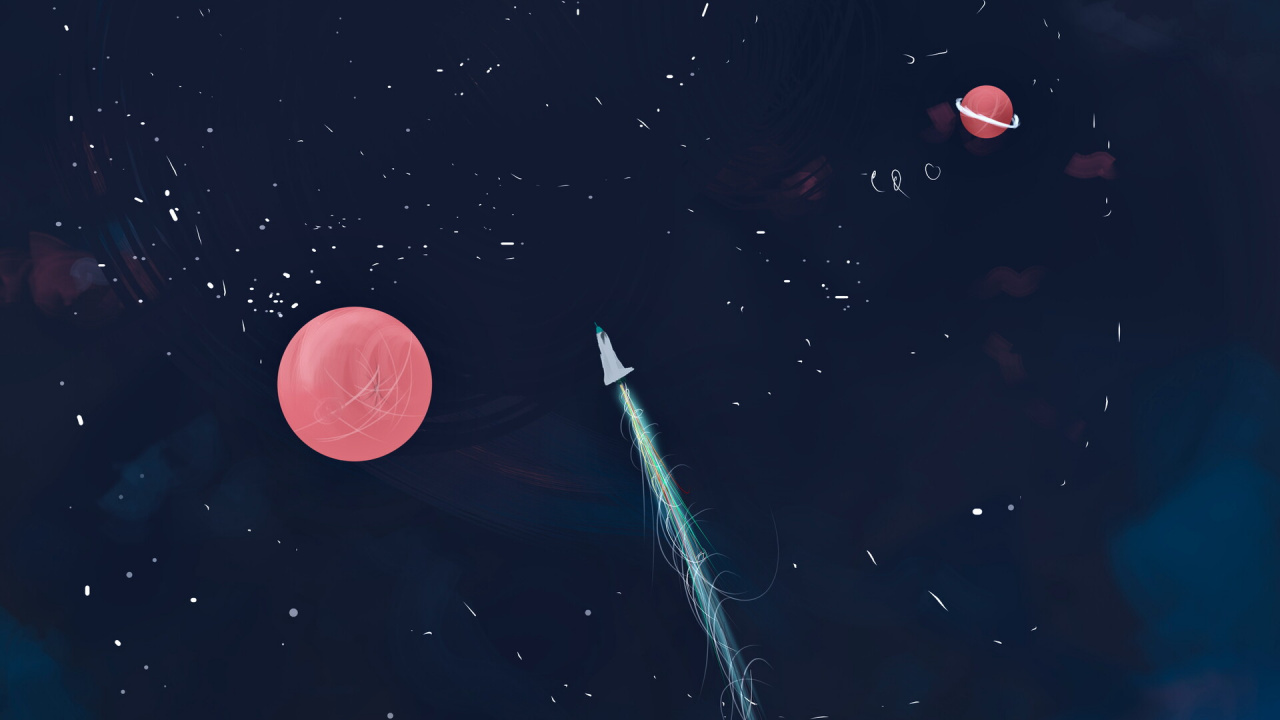 Red Moon and Stars Illustration. Wallpaper in 1280x720 Resolution