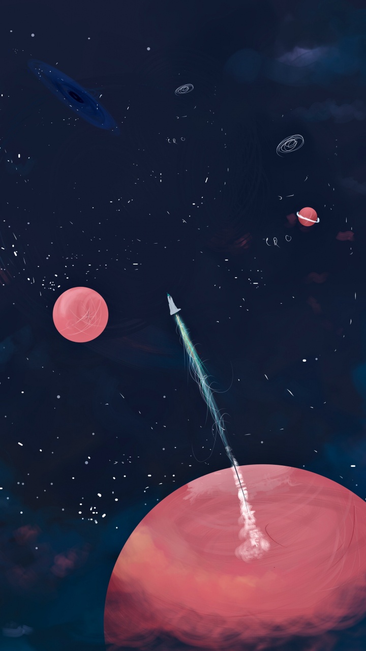 Roter Mond Und Sterne Illustration. Wallpaper in 720x1280 Resolution