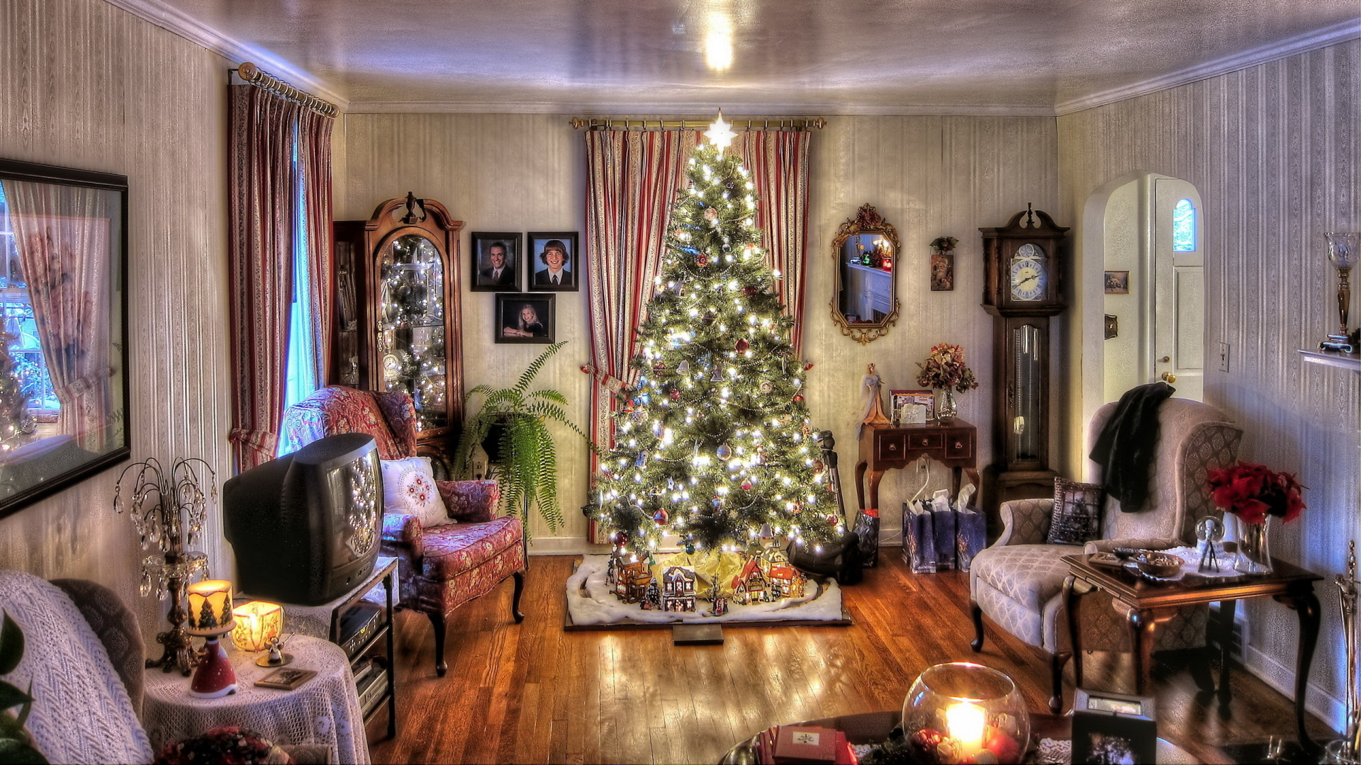 Weihnachten, Zimmer, Wohnzimmer, Weihnachtsbaum, Innenarchitektur. Wallpaper in 1920x1080 Resolution