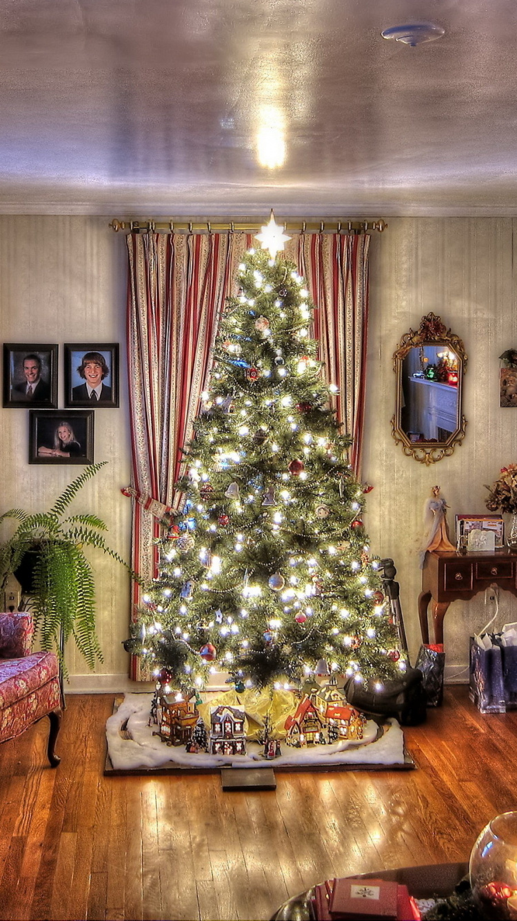Weihnachten, Zimmer, Wohnzimmer, Weihnachtsbaum, Innenarchitektur. Wallpaper in 750x1334 Resolution