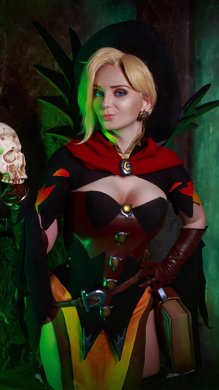 Cosplay, Overwatch, Mercy, Green, Games. Wallpaper in 720x1280 Resolution