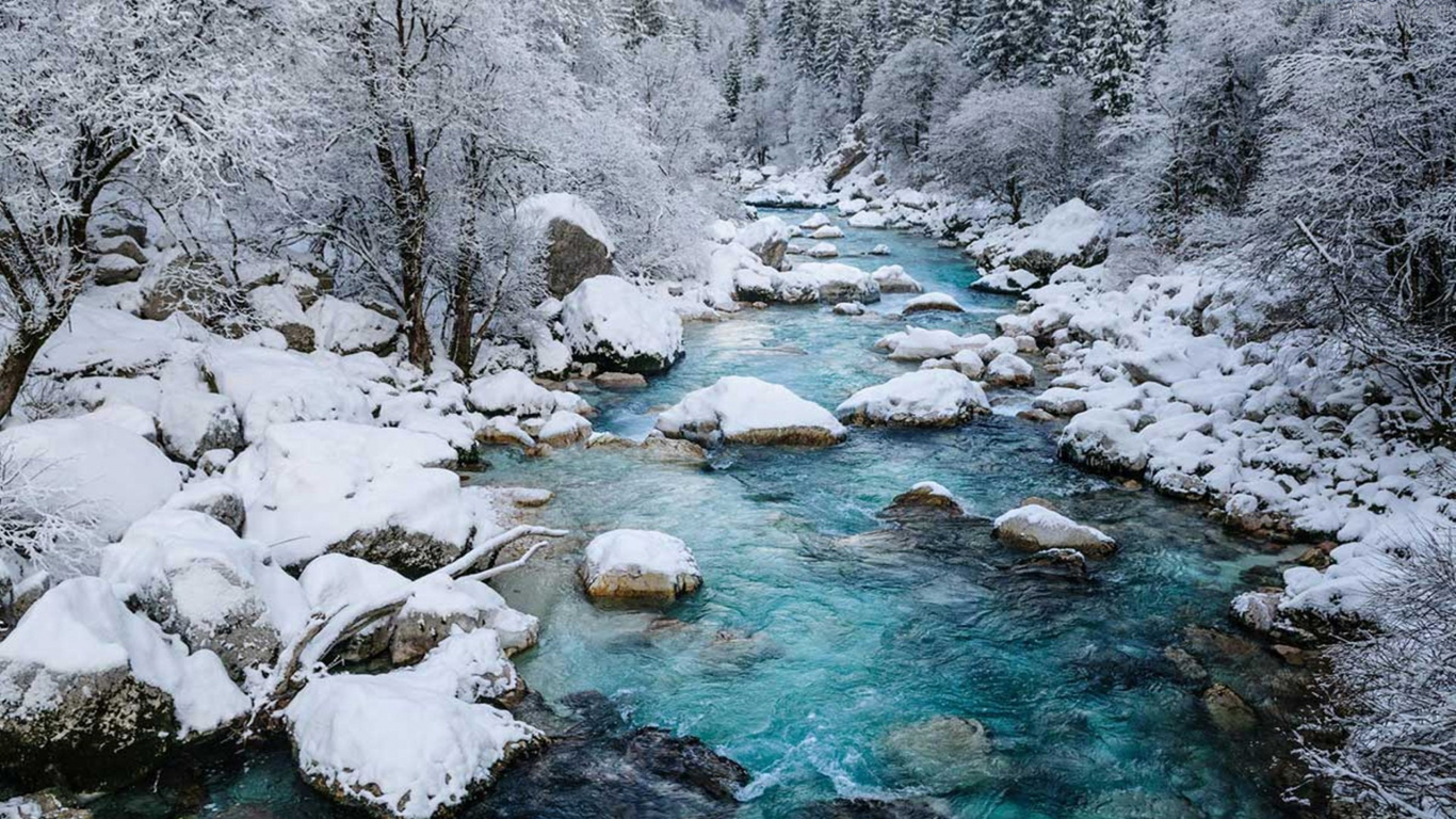 流, 冬天, 性质, 水资源, 水道 壁纸 1366x768 允许