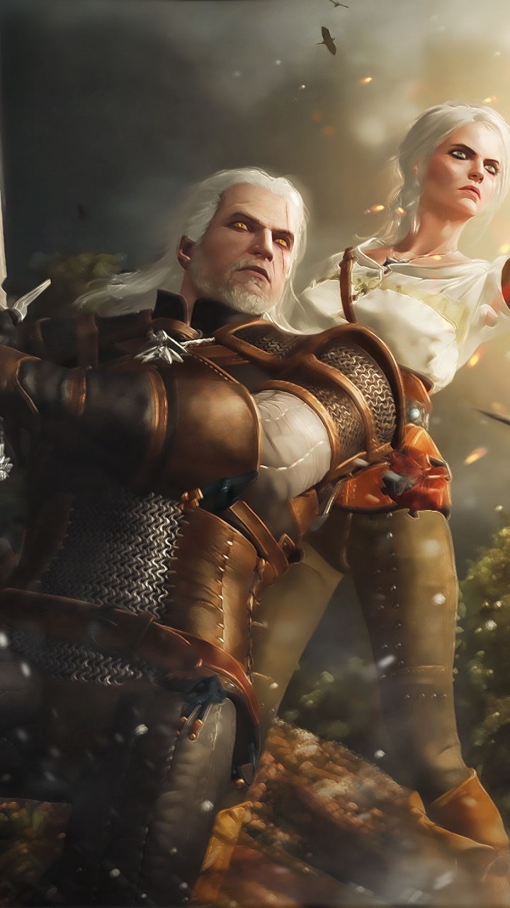 The Witcher 3 Wild Hunt, Ciri, Geralt of Rivia, The Witcher, pc Game. Wallpaper in 720x1280 Resolution