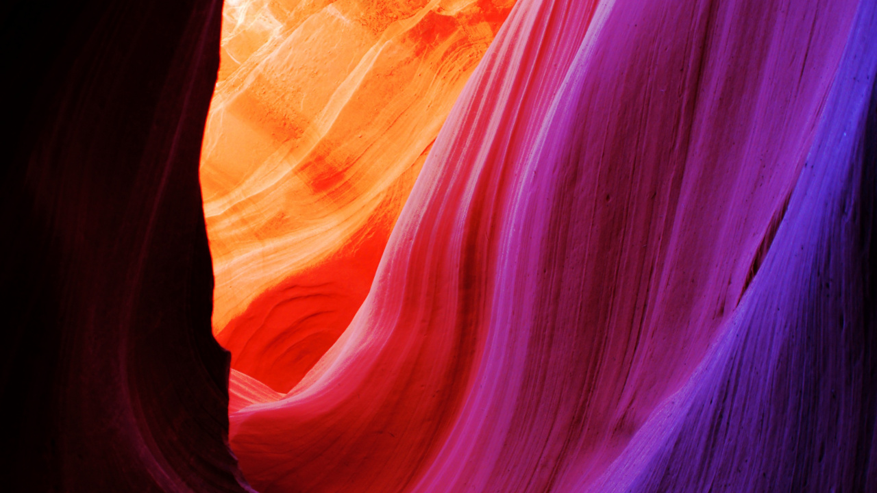 Antelope Canyon, Cañon, Cañón de Ranura, Morado, Rojo. Wallpaper in 1280x720 Resolution