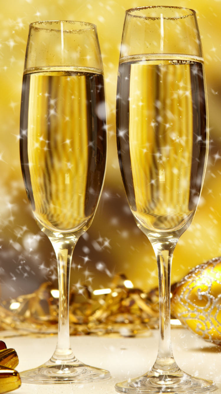 New Year, New Years Eve, Champagne Stemware, Drink, Champagne. Wallpaper in 750x1334 Resolution