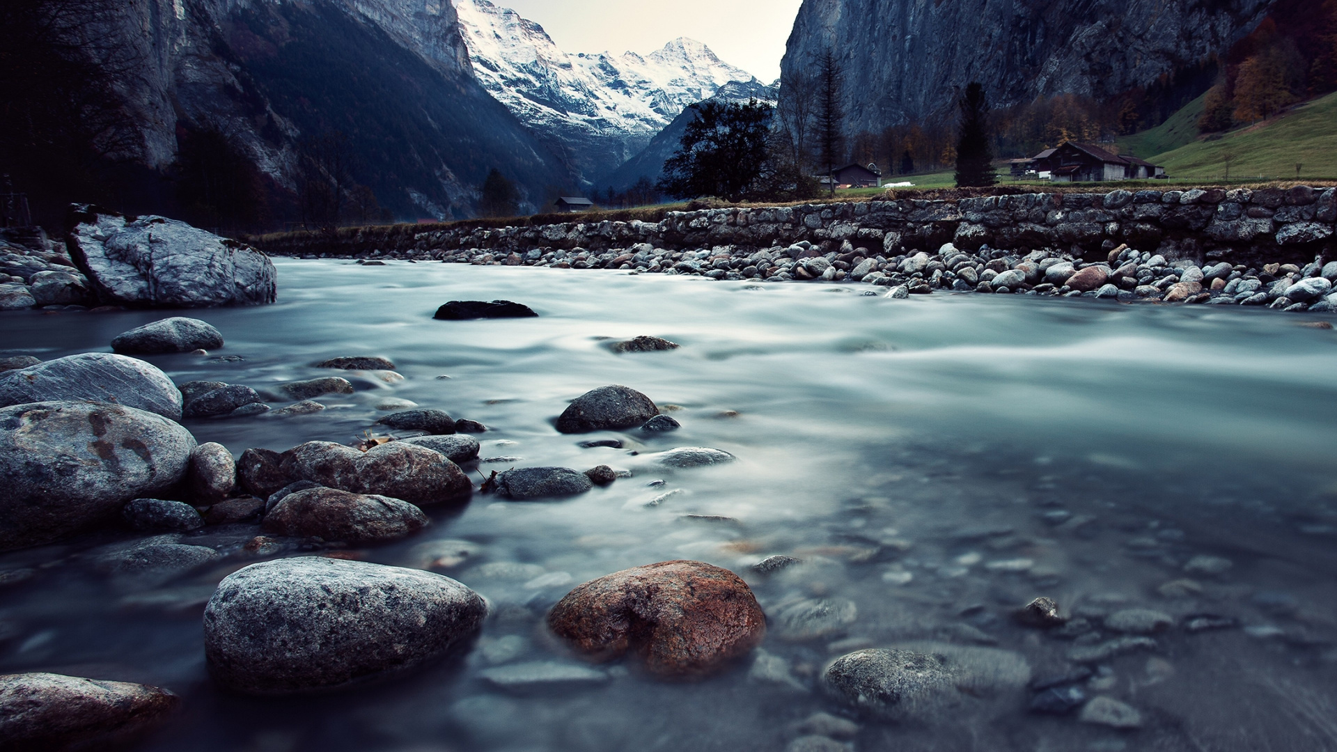 Brown Rock on River Near Mountain During Daytime. Wallpaper in 1920x1080 Resolution