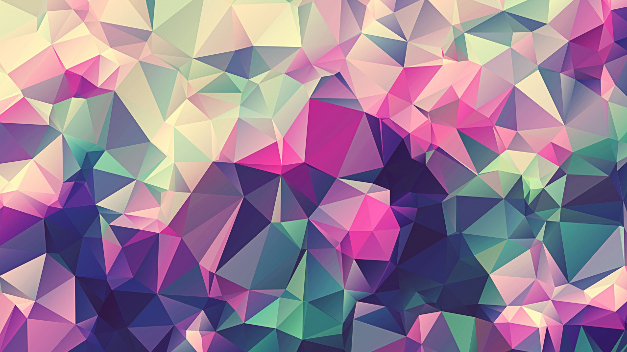 多边形, 紫色的, 三角形, 粉红色, 对称 壁纸 1280x720 允许