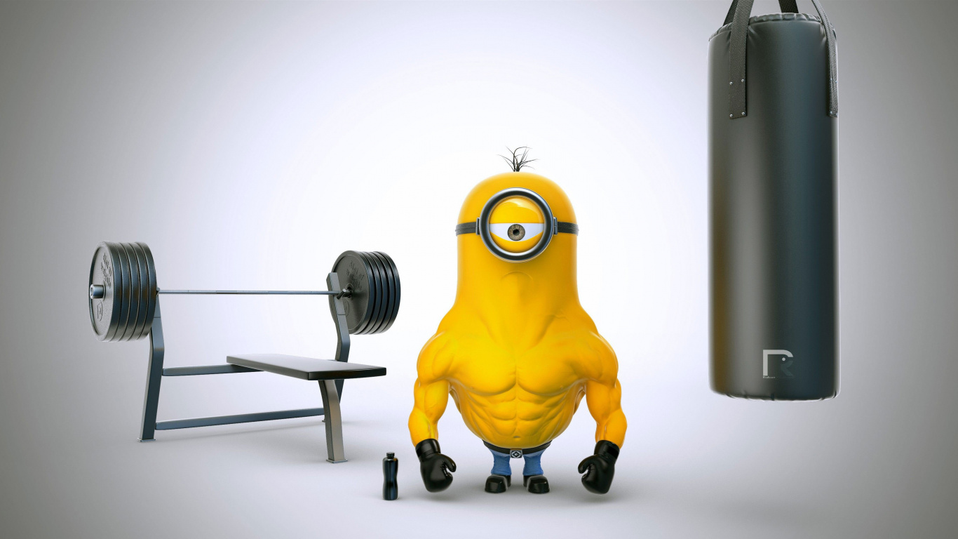 Peluche Minion Jaune et Noir. Wallpaper in 1366x768 Resolution
