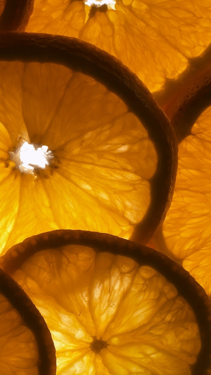 Orangenfrucht Mit Lila Blüte. Wallpaper in 720x1280 Resolution