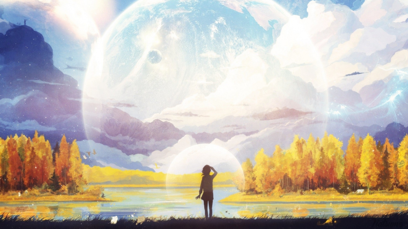 Silhouette of Person Standing on Grass Field During Daytime. Wallpaper in 1366x768 Resolution