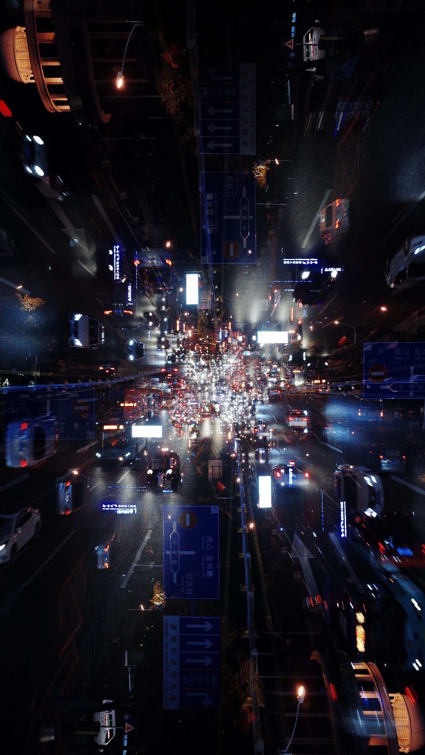 White and Blue String Lights on Street During Night Time. Wallpaper in 1440x2560 Resolution