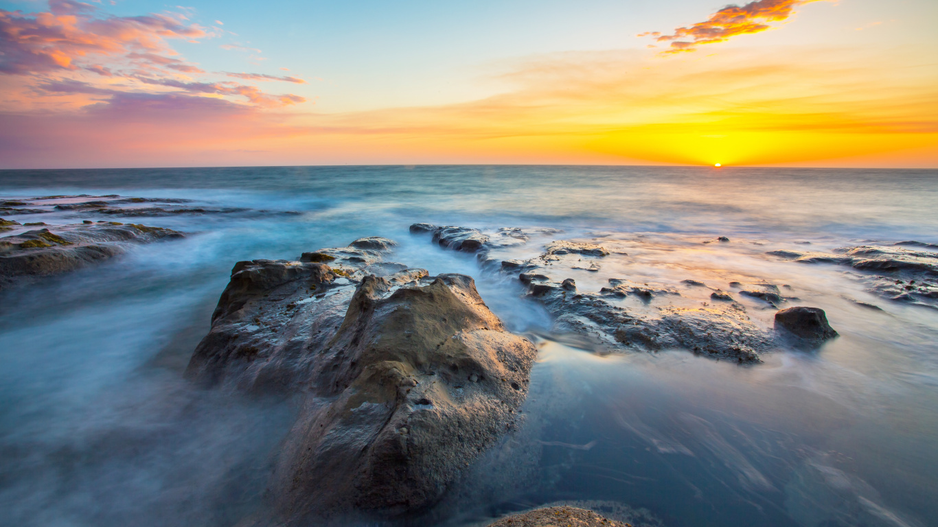 Agua, Los Recursos de Agua, Ambiente, Afterglow, Paisaje Natural. Wallpaper in 1366x768 Resolution