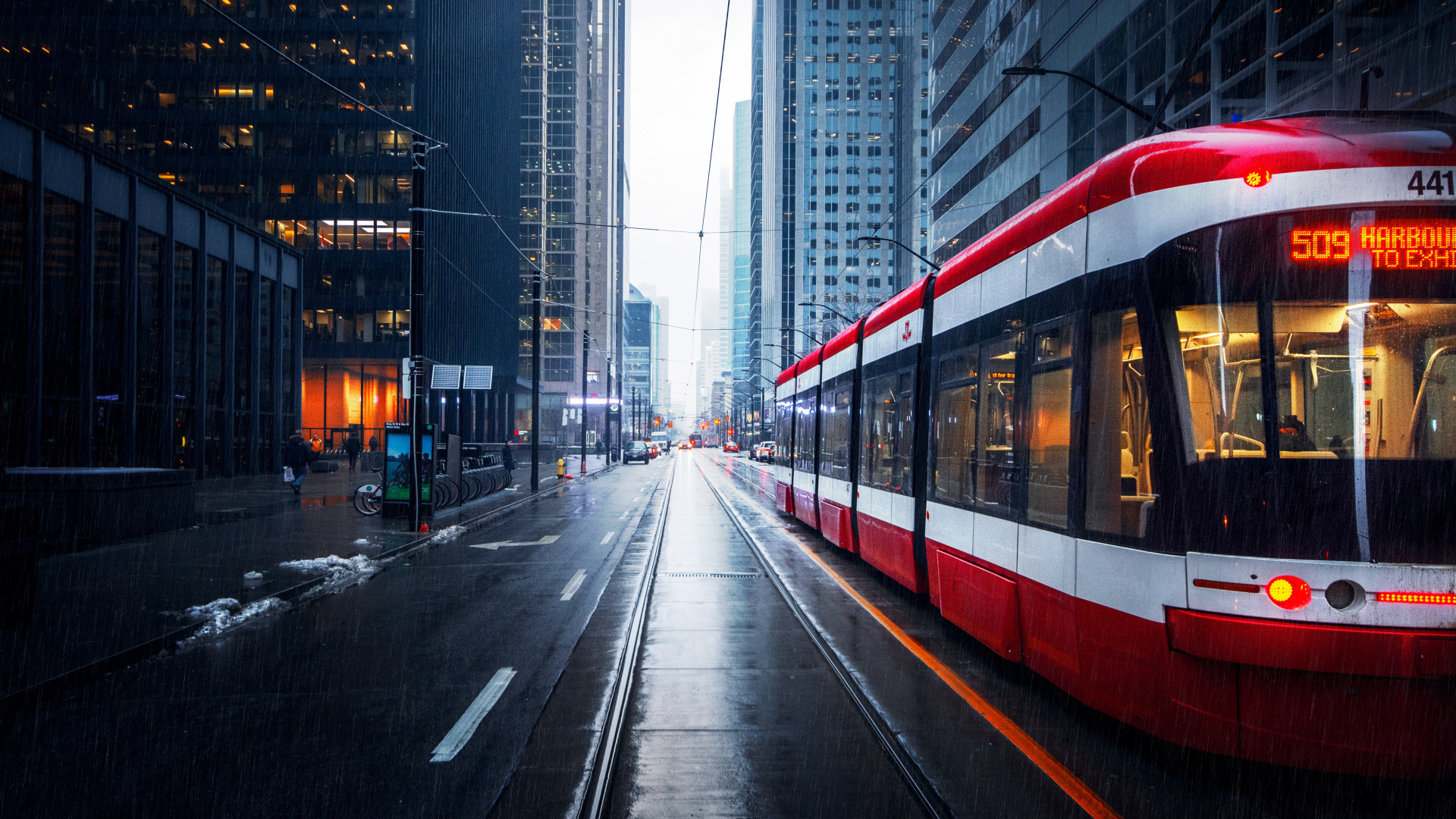 Toronto, Train, Building, Automotive Lighting, Skyscraper. Wallpaper in 1920x1080 Resolution