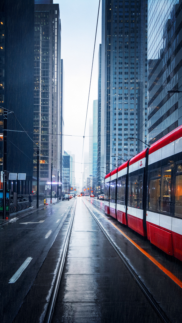 Toronto, Zug, Gebäude, Automotive Lighting, Wolkenkratzer. Wallpaper in 750x1334 Resolution