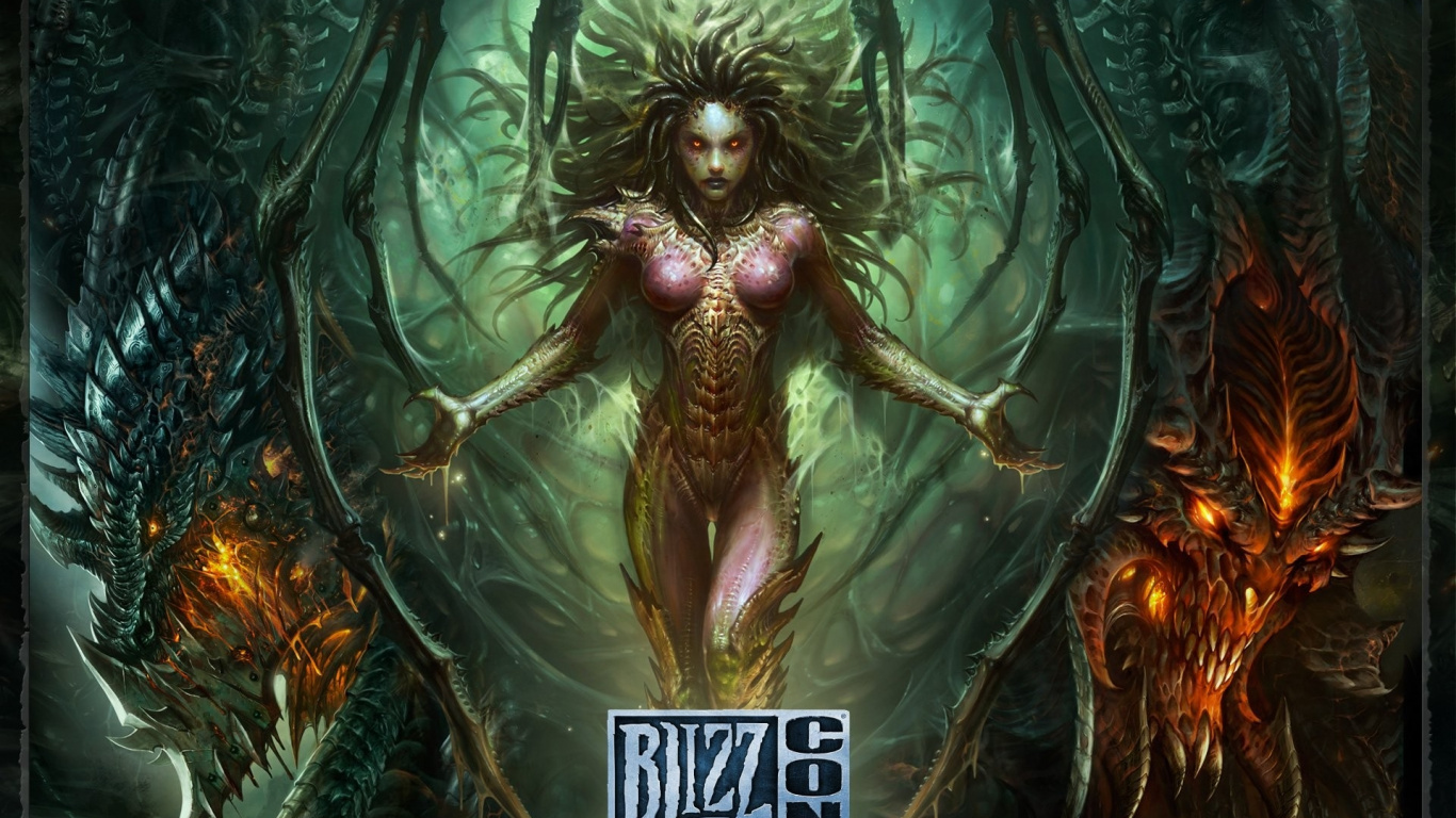 la Mythologie, Zergs, Sarah Kerrigan, Personnages de Starcraft, Blizzard Entertainment. Wallpaper in 1366x768 Resolution