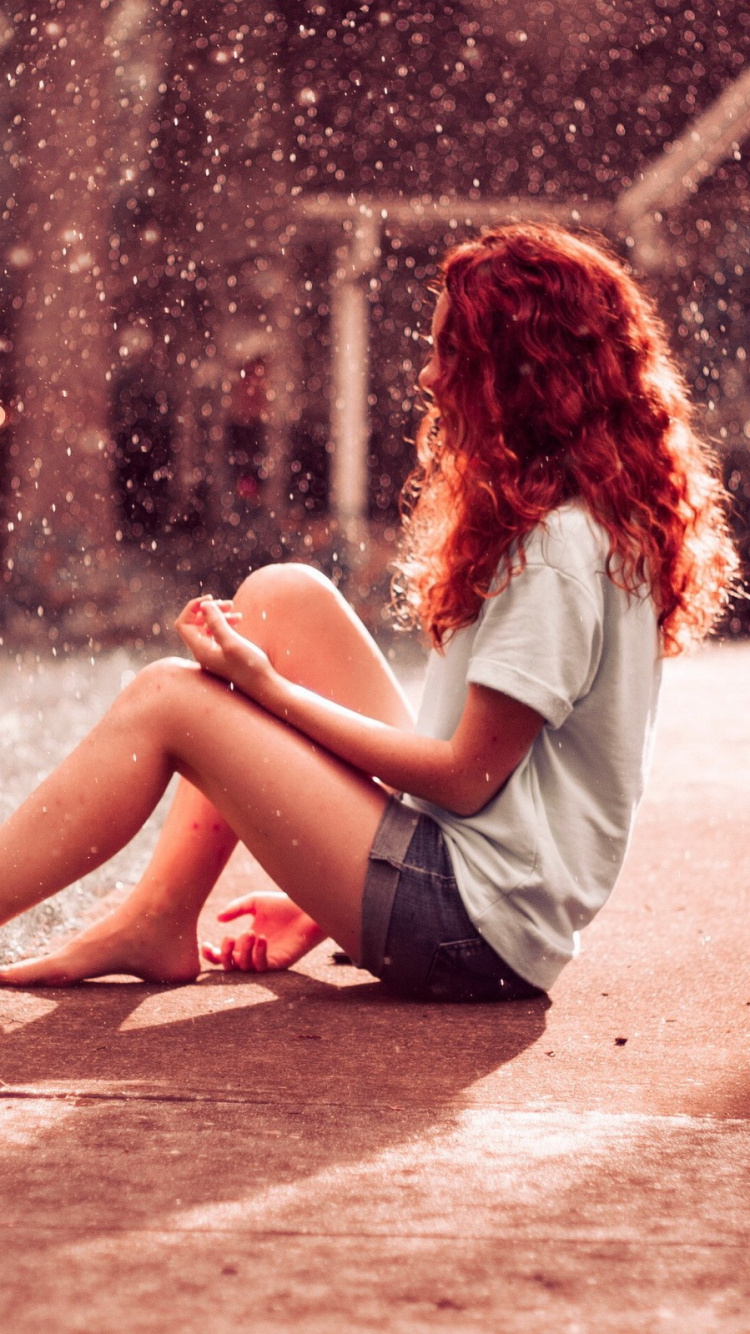 Red Hair, Red, Beauty, Sitting, Romance. Wallpaper in 750x1334 Resolution