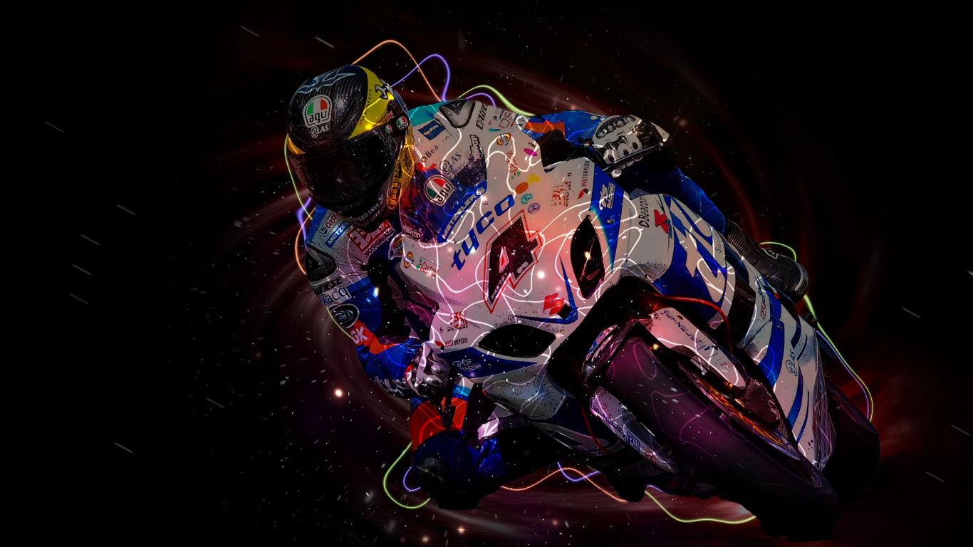 Purple and Black Sports Bike. Wallpaper in 1366x768 Resolution