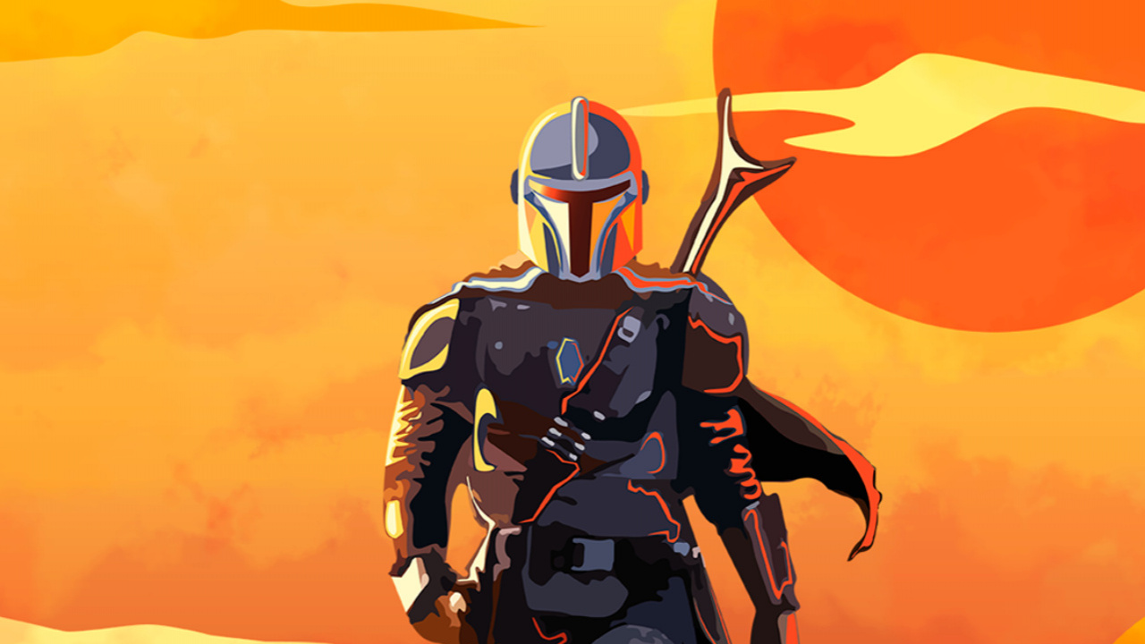 Star Wars, le Mandalorien - Saison 2, Orange, Art, Affiche. Wallpaper in 1280x720 Resolution