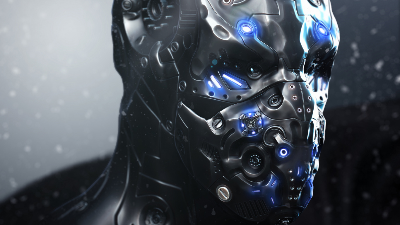 Peinture Abstraite Noire et Bleue. Wallpaper in 1366x768 Resolution