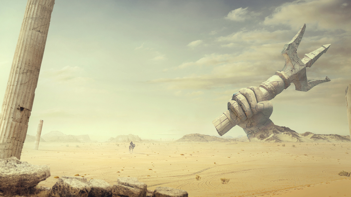 Brown Sand Under White Clouds During Daytime. Wallpaper in 1366x768 Resolution