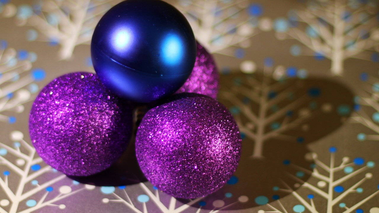 Purpur, Christmas Ornament, Veilchen, Blau, Funkeln. Wallpaper in 1280x720 Resolution