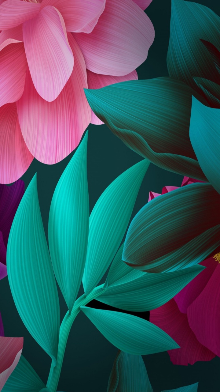 Ilustración de Flor Roja y Verde. Wallpaper in 720x1280 Resolution