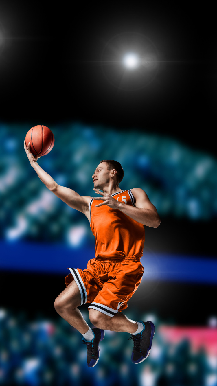 Basketball Player in Jersey Shirt Playing Basketball. Wallpaper in 750x1334 Resolution