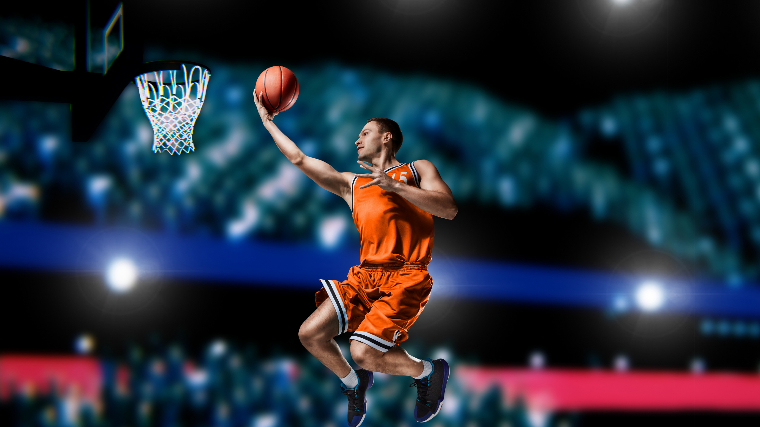 Basketballspieler im Trikot-Shirt Basketball Spielen Playing. Wallpaper in 2560x1440 Resolution