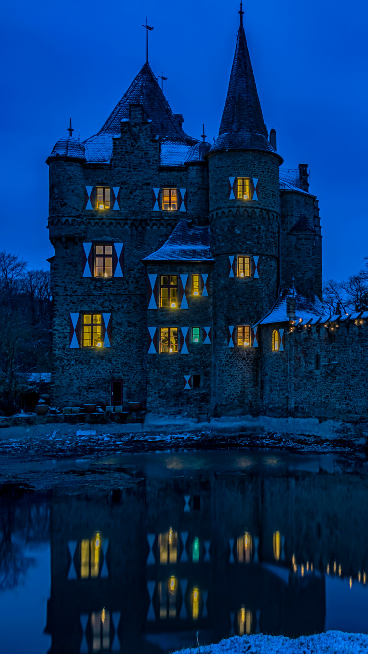 Reflection, Building, Water, Blue, Window. Wallpaper in 750x1334 Resolution