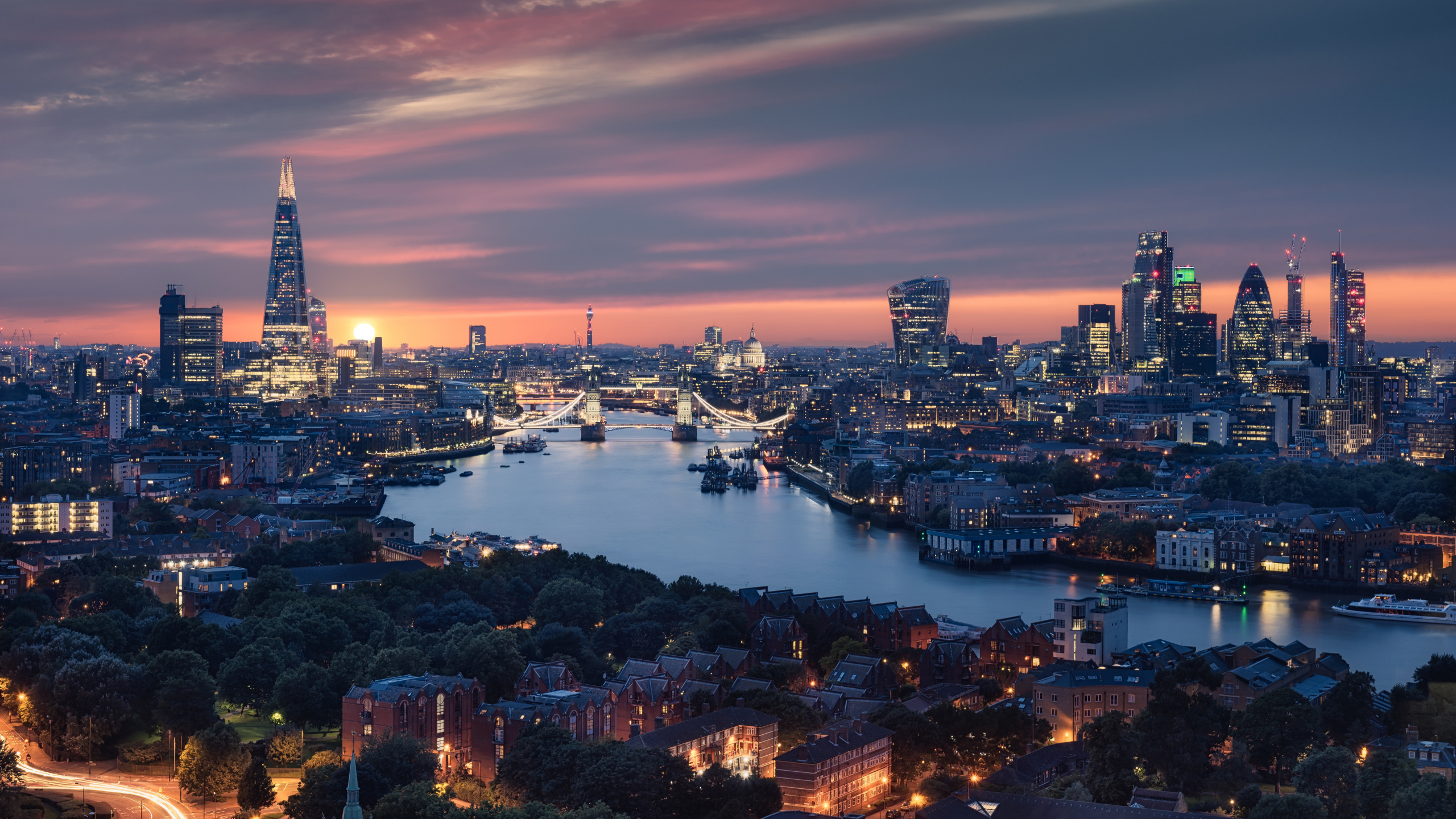 City Skyline During Night Time. Wallpaper in 2560x1440 Resolution