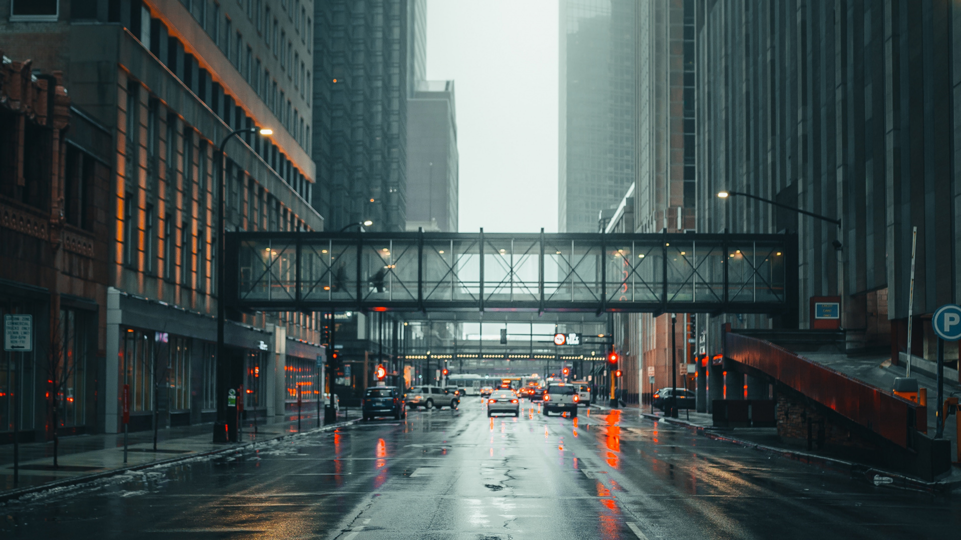 Cars on Road Between High Rise Buildings During Daytime. Wallpaper in 1920x1080 Resolution